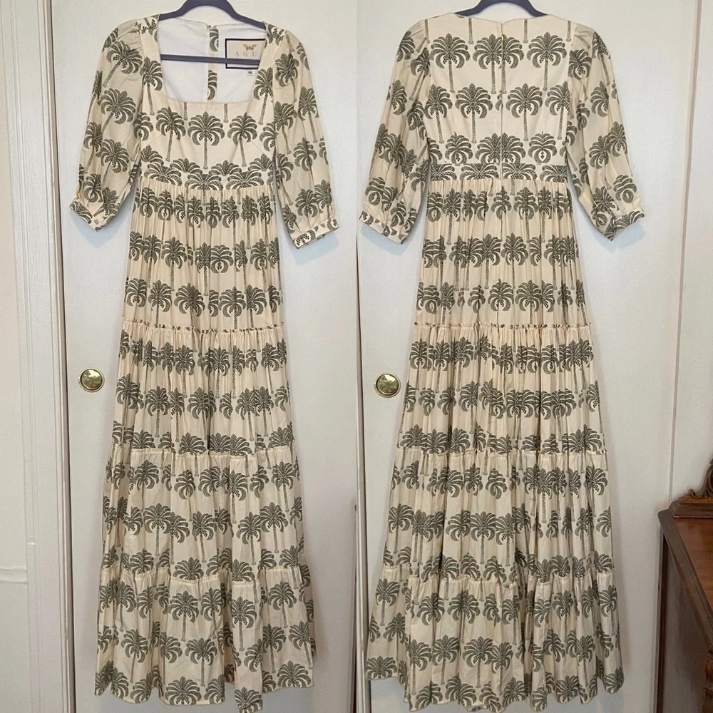✨ RARE! Agua Bendita Square Neck Palm Tree Gown - Picture 2 of 15